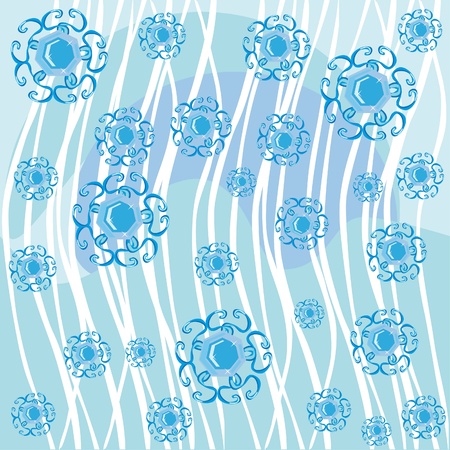 Abstract blue background with flowers. Illustrationsのイラスト素材