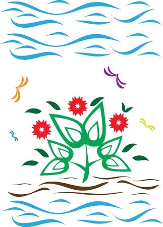 Abstract blue background with flowers. Illustrationsのイラスト素材