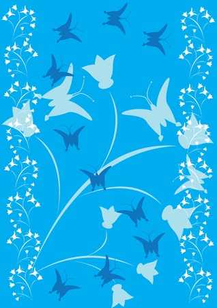 Frame with ornate plant and butterfly . Illustration.のイラスト素材