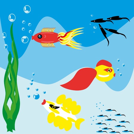Fishes in the underwater world. Illustration.のイラスト素材