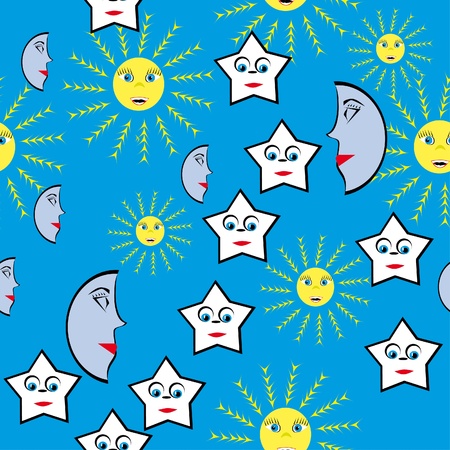 abstract pattern with stars and suns. illustrationのイラスト素材