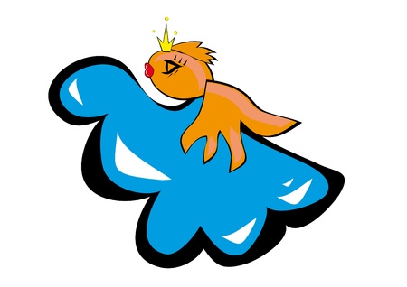 Small gold a fish on a waveのイラスト素材