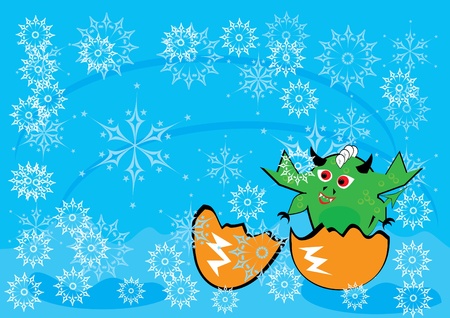 Celebratory card with an amusing dragonのイラスト素材