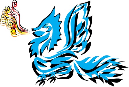 Dragon on the isolated background . vector illustration.のイラスト素材