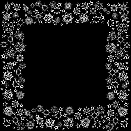 floral winter frame with snowflakes. illustration.のイラスト素材