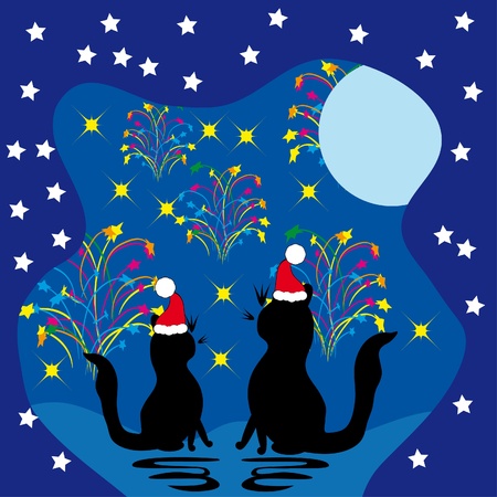 Two cats meet a holidayのイラスト素材