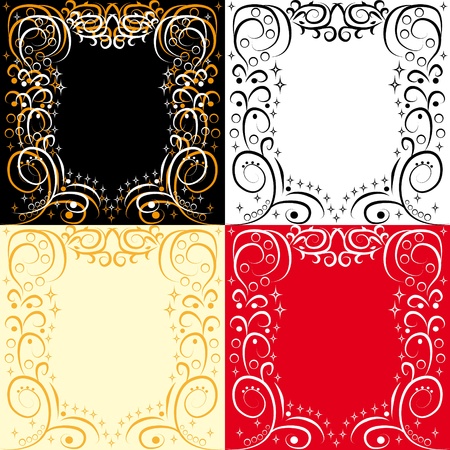 abstract floral winter frame with curling branchのイラスト素材