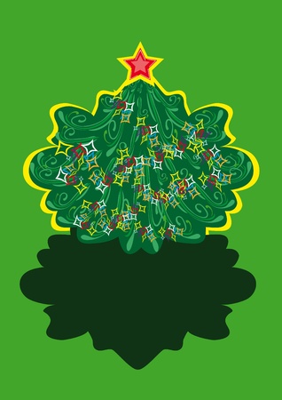 Illustration with cristmass treeのイラスト素材