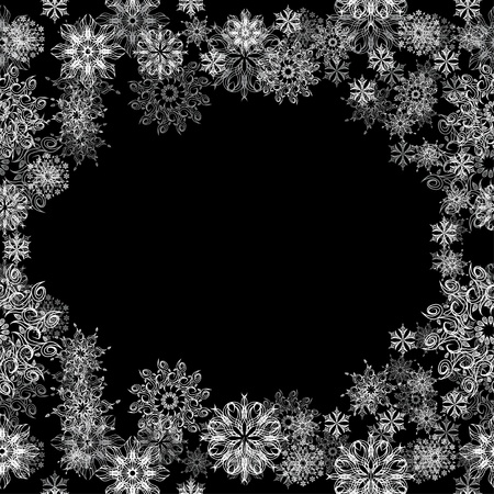 winter floral frame with snowflakes. illustrationのイラスト素材