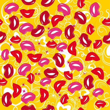 abstract seamless pattern with lipsのイラスト素材