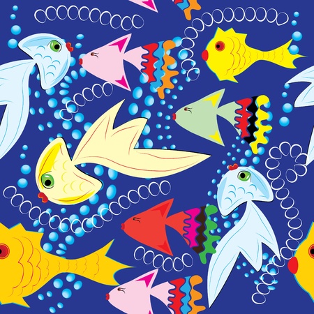 abstract seamless pattern with fishesのイラスト素材