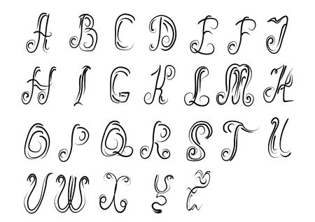 Vector original font with curlsのイラスト素材