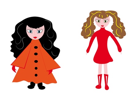 little girls on the isolated background. Illustration.のイラスト素材