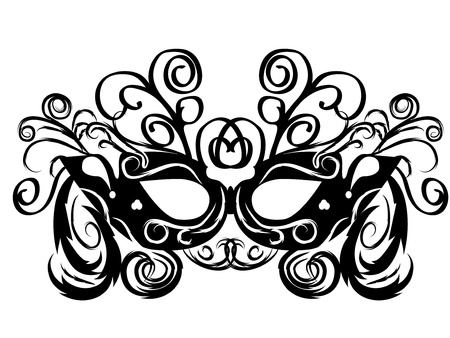 black vector carnival masks. abctract isolated illustrationのイラスト素材