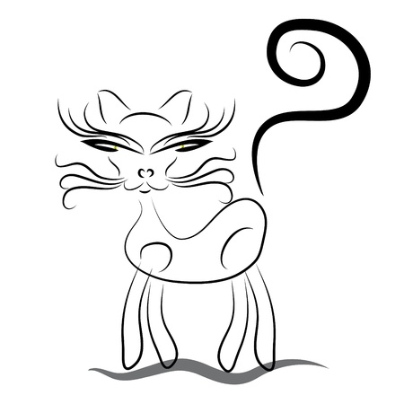 Black cat silhouette on isolated backgroundのイラスト素材