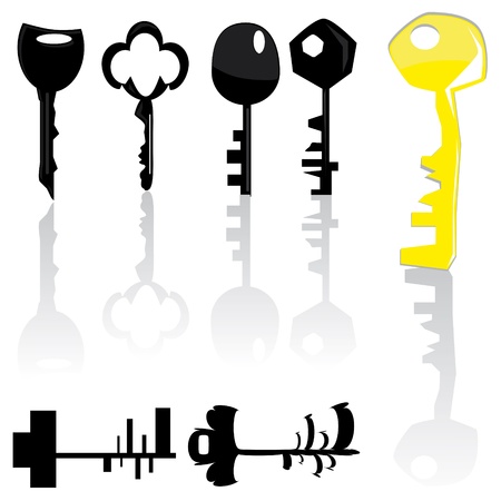 set of abstract keys on isolated backgroundのイラスト素材