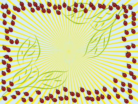Vector background. A framework with ladybirds.のイラスト素材