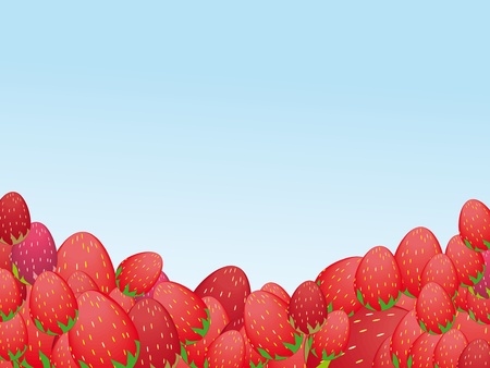 Abstract blue background with bright strawberriesのイラスト素材