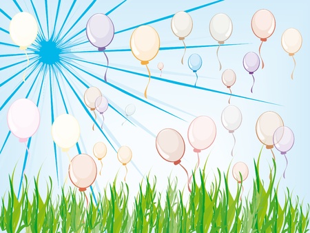 Beautiful gentle background with multi-colored balloonsのイラスト素材