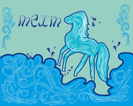 beautiful background with a sea horse. illustrationのイラスト素材