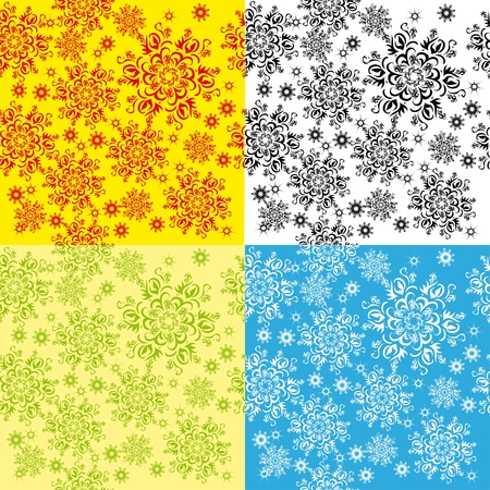 winter floral seamless with snowflakes  illustrationの写真素材