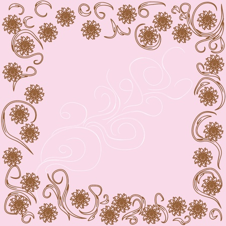 abstract background with curling branches and flowers. Vector illustrationのイラスト素材