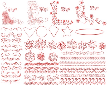 vector set of style design elements, frames, flowers and other.のイラスト素材