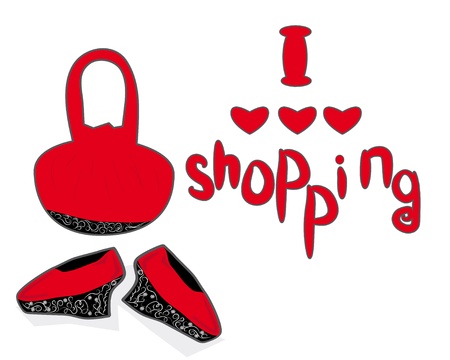 I love shopping. A concept for female carrying out dayのイラスト素材
