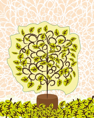 abstract isolated  tree with cirling background. Illustrationのイラスト素材