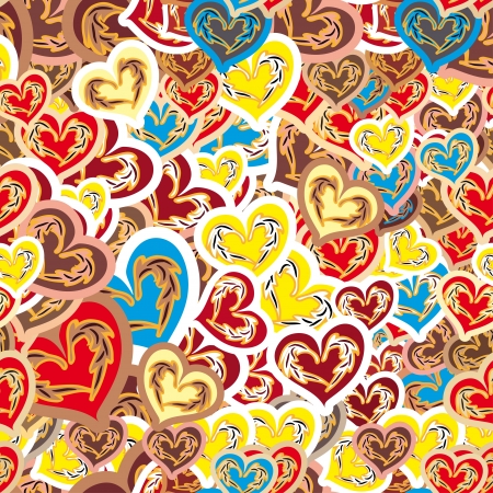 cheerful seamless pattern with colored heart with very different sizesのイラスト素材