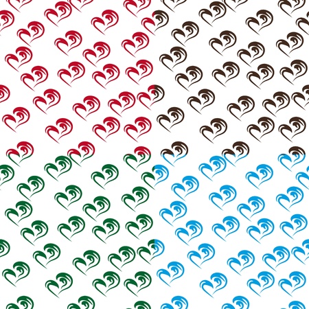 set of cheerful seamless pattern with colored heartのイラスト素材