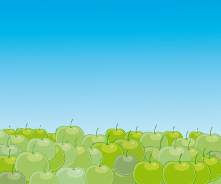 green apples on a blue backgroundのイラスト素材