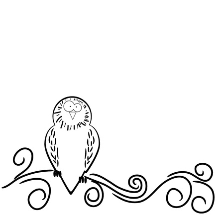 cartoon owl on a branchのイラスト素材