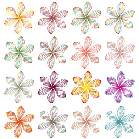 collection with different abstract floral elementsのイラスト素材