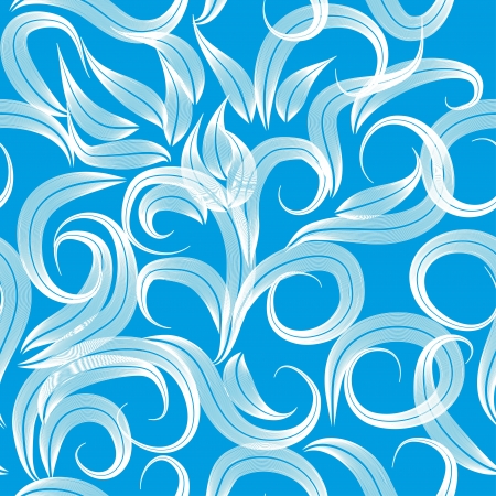 abstract pattern witn curling branch on blue backgroundのイラスト素材
