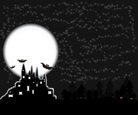 illustration for Halloween. The symbols of this holiday-dark castle, moon, bats and otherのイラスト素材