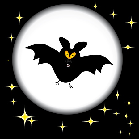 vector bat against the starry sky and the moonのイラスト素材