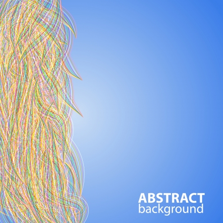 abstract vector frame with colorful lines on blue backgroundのイラスト素材
