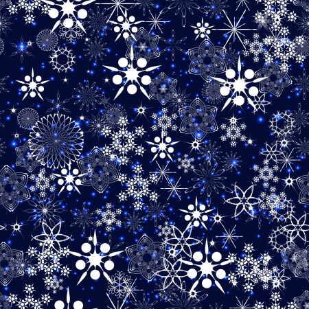 winter seamless with different snowflakesのイラスト素材