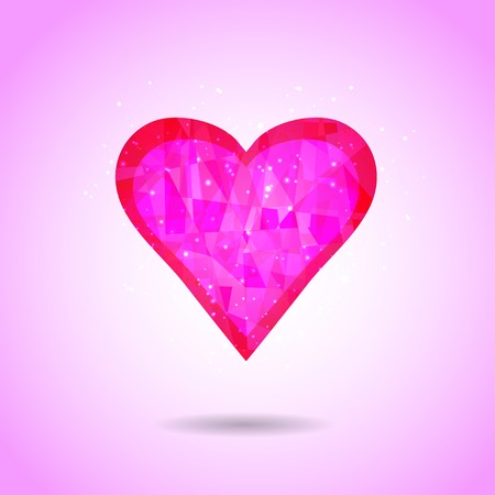 abstract pink and red heart from geometry figuresのイラスト素材