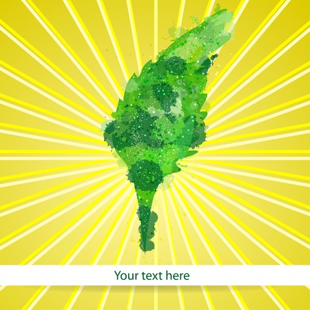 card leaf, executed in style of blots. Eco conceptのイラスト素材