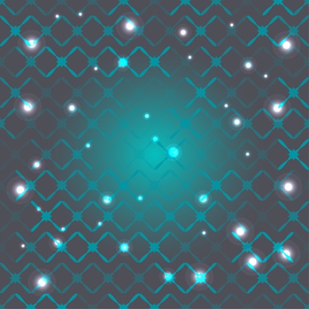 lattice of abstract elements with different transparency and glowing elements on dark  backgroundのイラスト素材