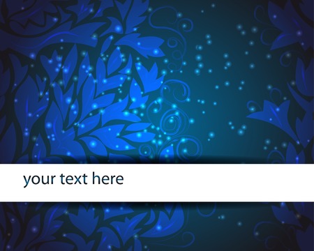 dark blue background with plants pattern and light particle.のイラスト素材