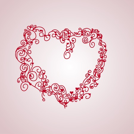 isolate red lace heartのイラスト素材