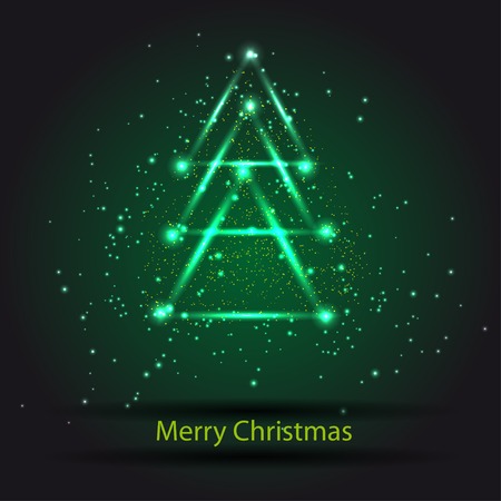 vector christmas tree with light neon effectのイラスト素材