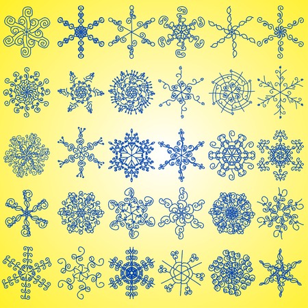 set of snowflakes or flowers or design elements. multifunction universal collection of vector unitsのイラスト素材