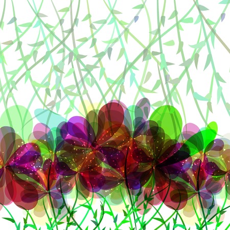 Banner with colorful flowers. Colorful frame or diaphragm.のイラスト素材