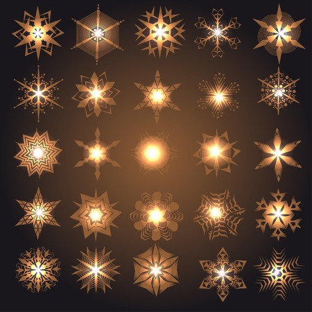 design elements. vector collection of light abstract flowers or snowflakesのイラスト素材