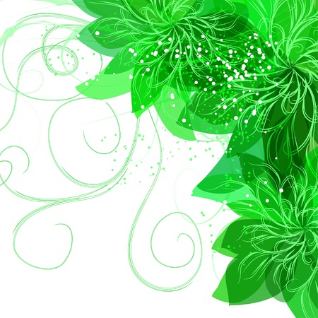 gentle frame with green flowers. May be used in ecology backgroundのイラスト素材