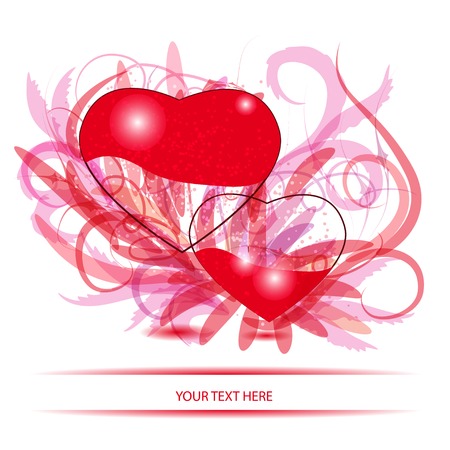 two heart and gentle curl branchのイラスト素材